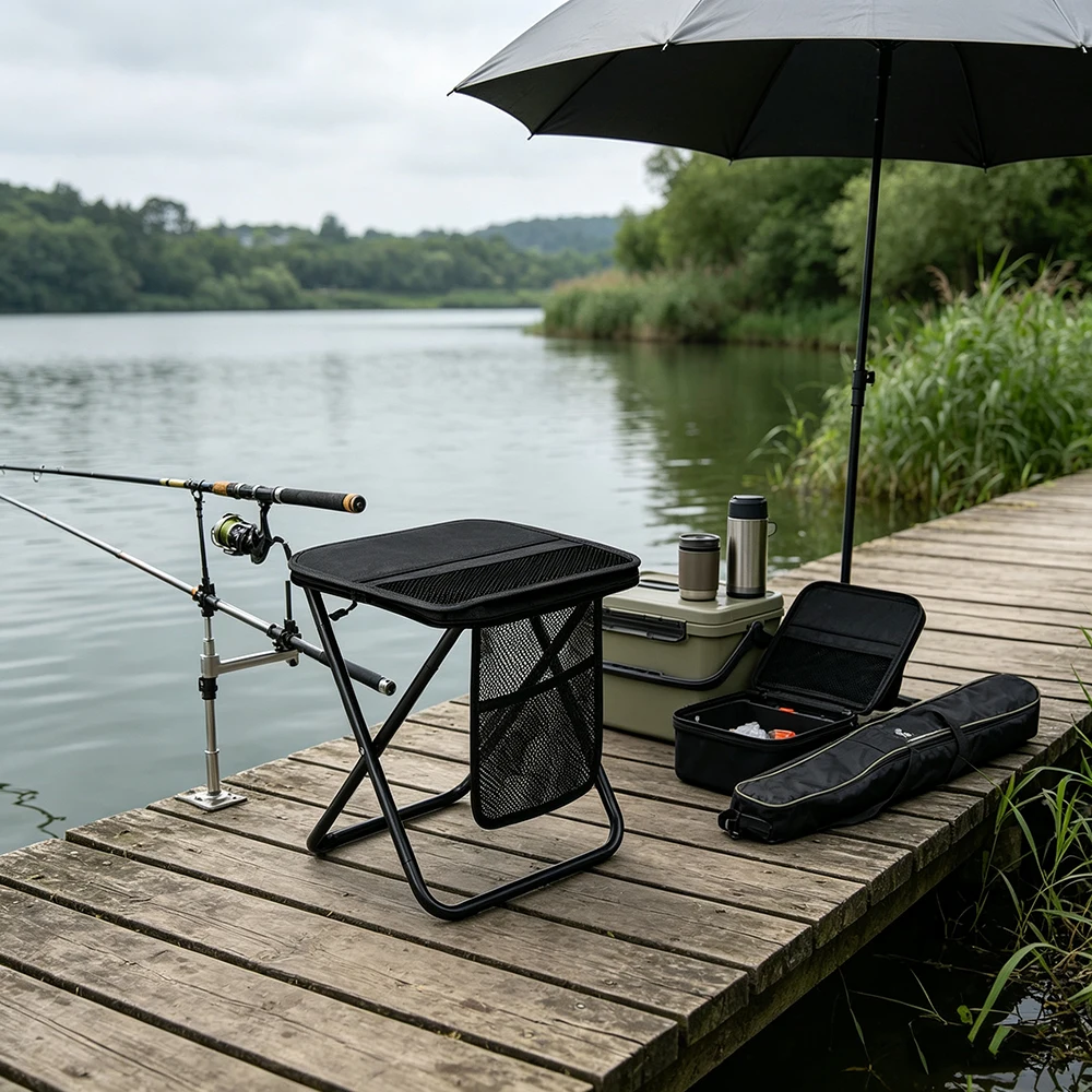 Folding Fishing Stools with Storage Bag, Outdoor Camping Lightweight Pocket Stool for Hiking, Picnic, Beach