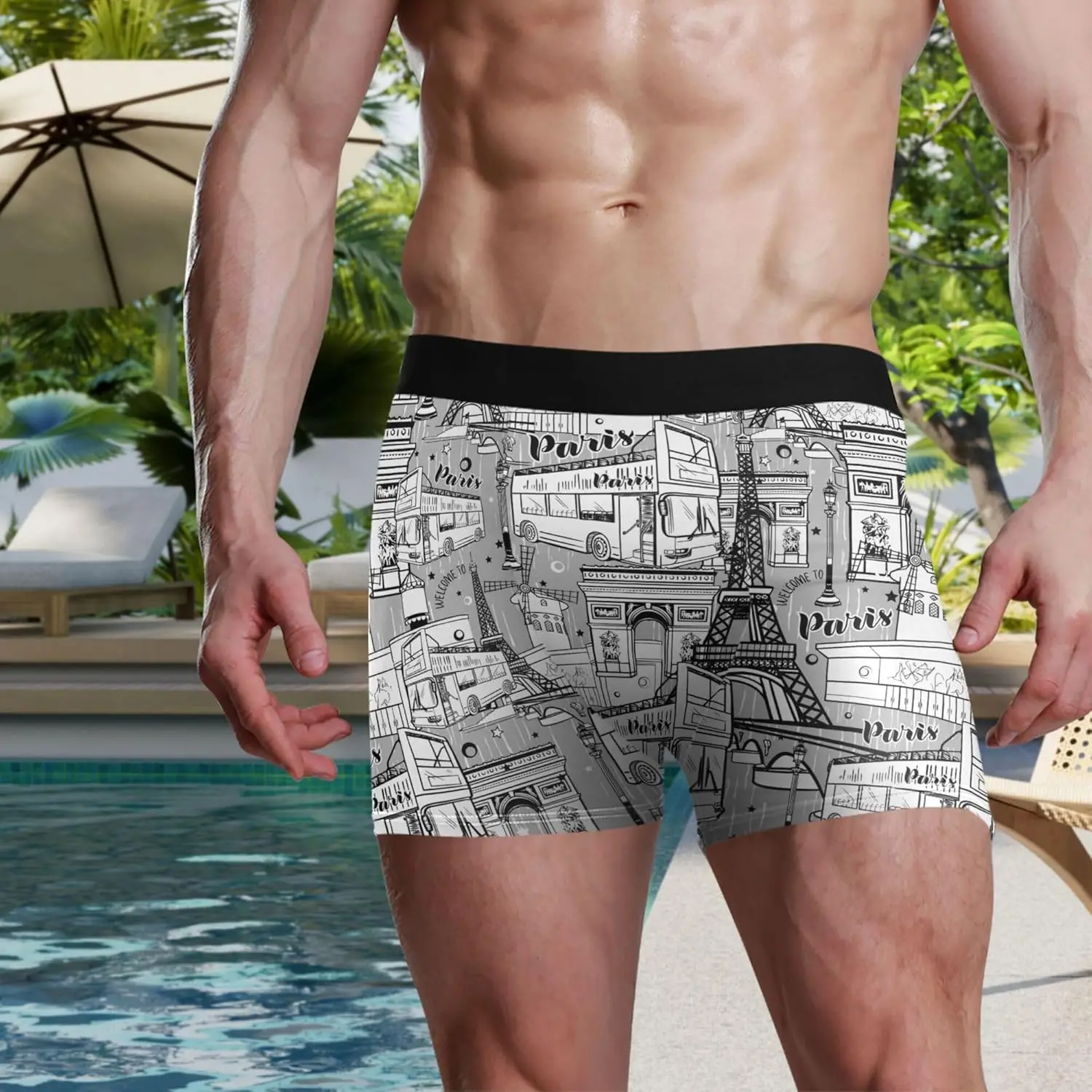 Towers Retro Pattern Men's Boxer Briefs Cute Pattern Soft Breathable Underwear with Stretch Waistband Tagless