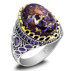 S925 Sterling Silver Oyster Turquoise Türkiye Handmade Men's Ring Muslim Islamic Women's Jewelry Festival Jewelry Gift