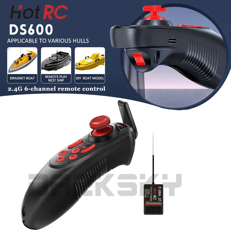 

DS-600 6CH 2.4GHz Radio System HOTRC Transmitter Remote Controller with DS 600 PWM 6 Channel Receiver for RC Boat