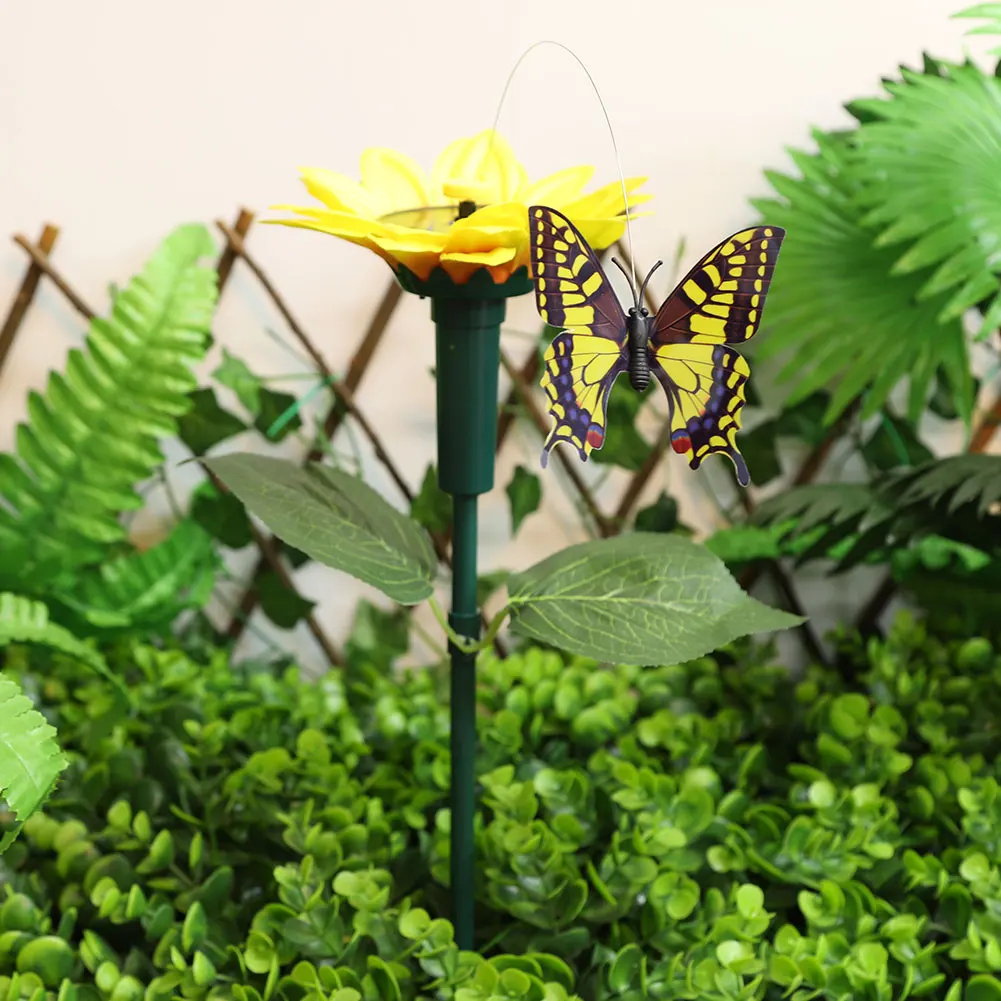

Solar Sunflower Animal Stake Decor Rotating Butterfly/Hummingbird Decor Waterproof Lifelike Hummingbird Decor for Garden Decor