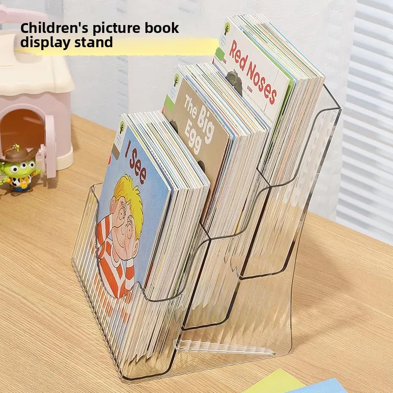 

Acrylic Desktop Bookelf Children's Picture Book Storage Magazines Ox Tree Organizer Box Small Size Clear Plastic Ra