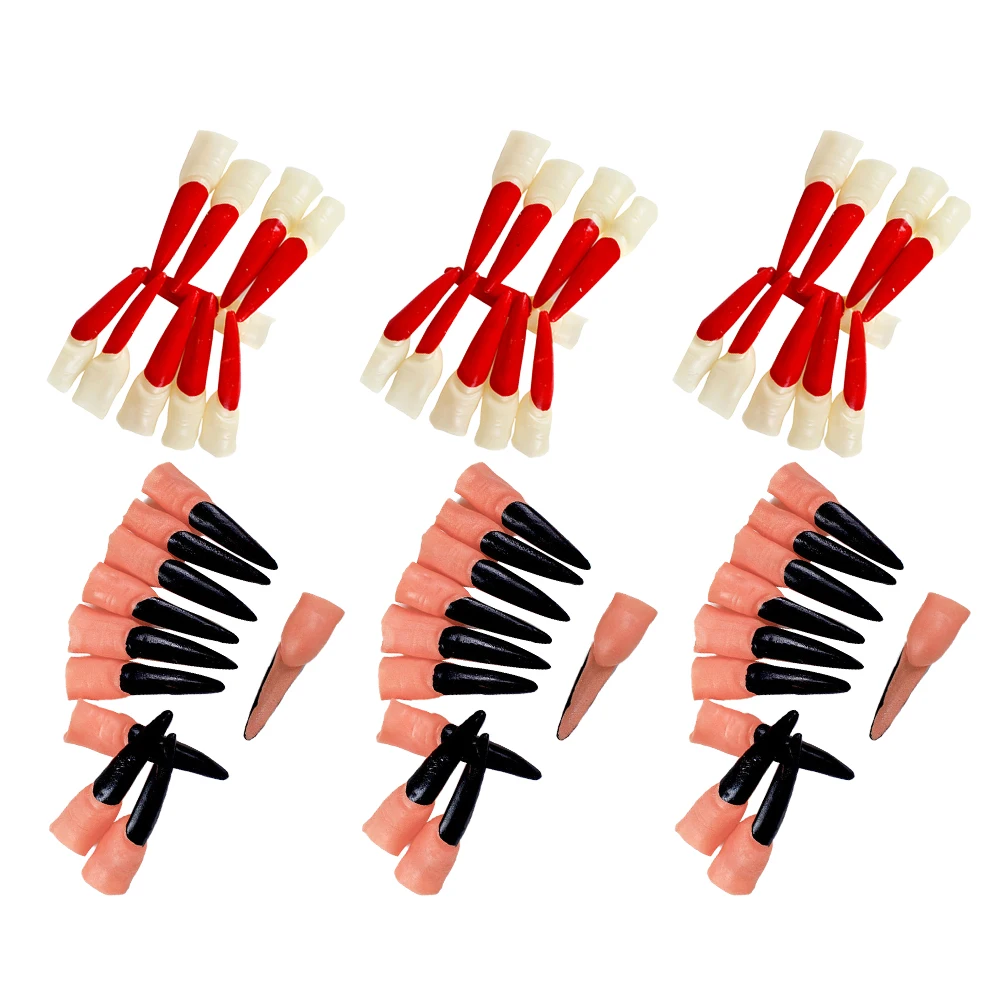 

60 Pcs Nails Halloween Fingertips Props Long Artificial Trick Prop Nails Party Supplies Cosplay Accessories Toy