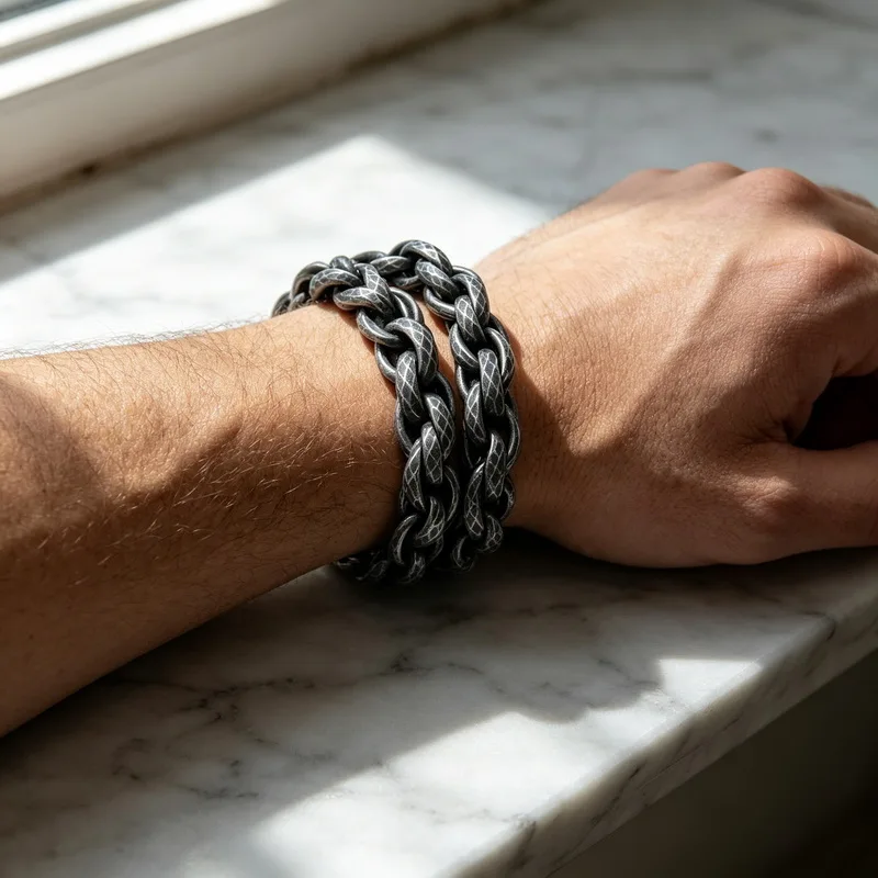 Punk Rope Chain Stainless Steel Chunky Bracelet for Men Basic Bracelet Chain Bangle Wristband Metal Jewelry