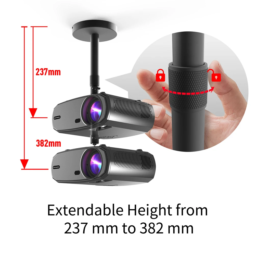 WEWATCH PS105 العارض تمديد سقف جبل مع 1/4 بوصة تصاعد المسمار جدار جبل حامل الإسقاط لأجهزة العرض