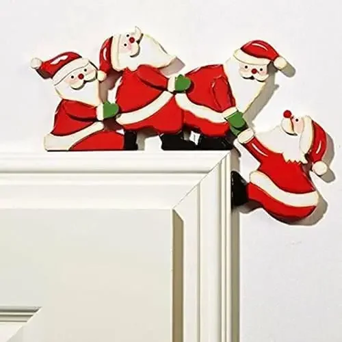 Christmas Wooden Corner Door Frame Decoration Cartoon Santa Claus Wooden Decor Creative Christmas Wooden Decor For Home 2025Noel