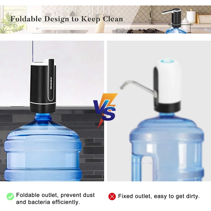 Electric Water Jug Dispenser Portable Drinking Water Pump For 2-5 Gal Bottle USB Rechargeable