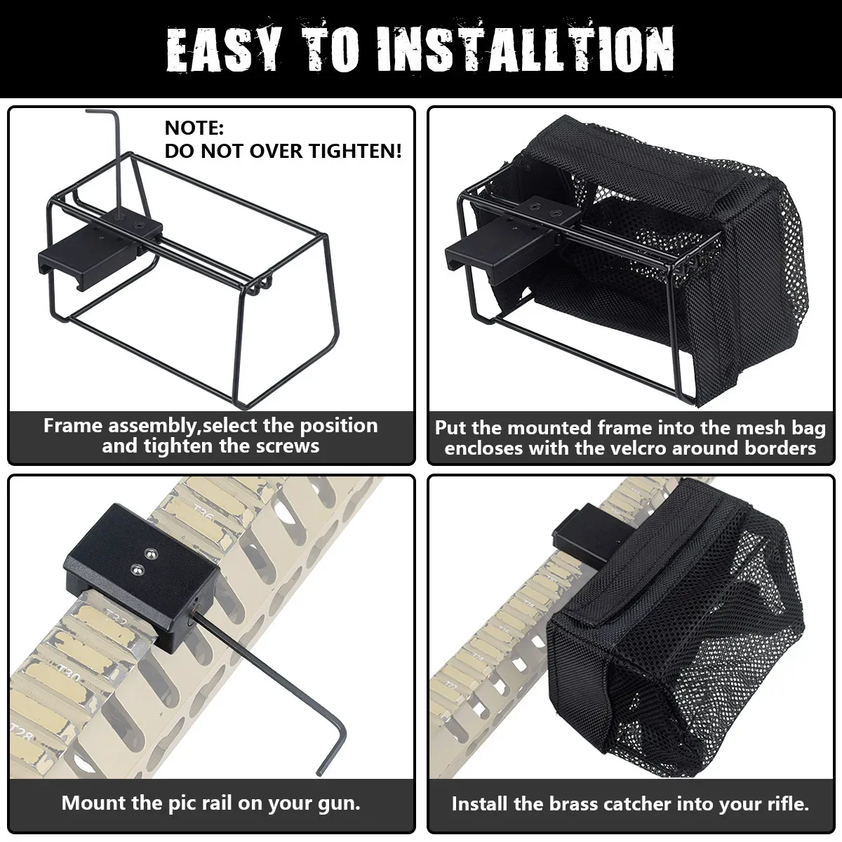 Borsa portaproiettile per pistola giocattolo Cattura con guscio in ottone Cattura trappola in rete di nylon con custodia per collettore di cartucce per munizioni con montaggio su guida staccabile