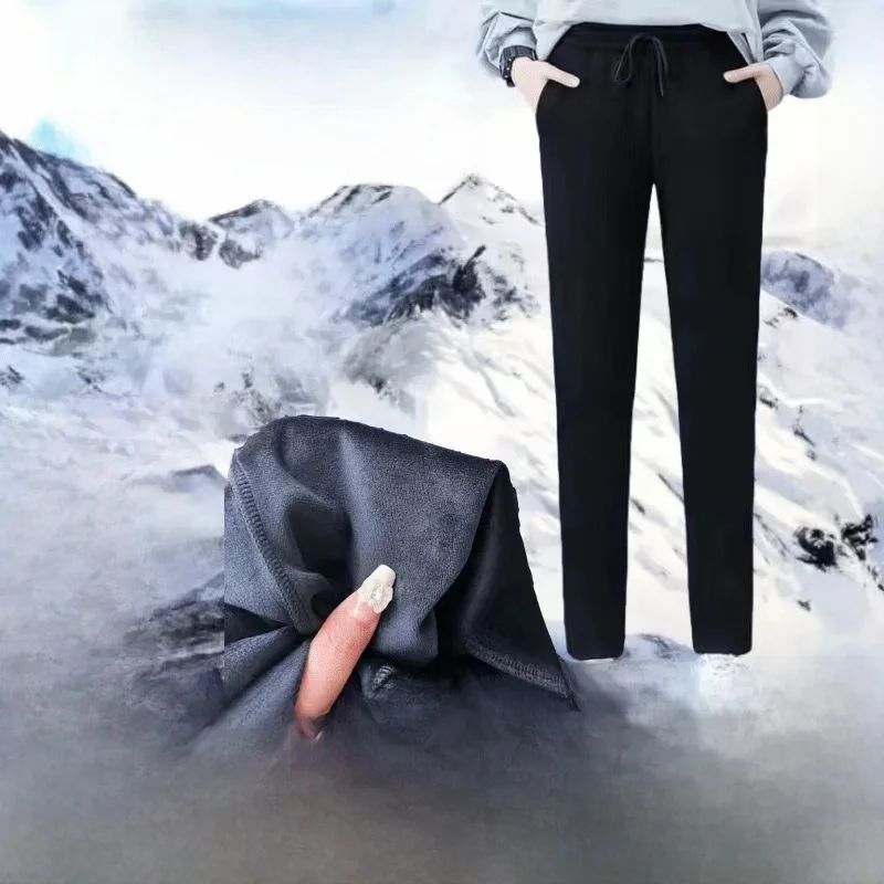 Men's Outdoor Casual Pants Thiened Fce Lined Loose Fit Windproof Waterproof Winter Warm Cotton Trousers Straight Leg Jeans