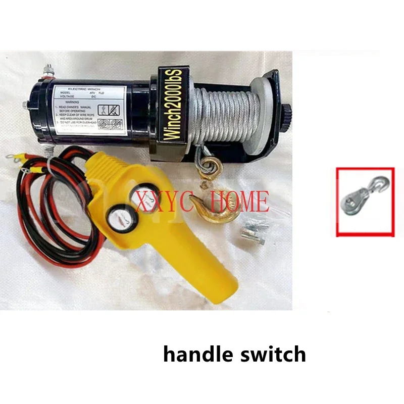 2000 lbs electric winch 12v electric hoist car winch 24V winch motor 1100W wireless switch