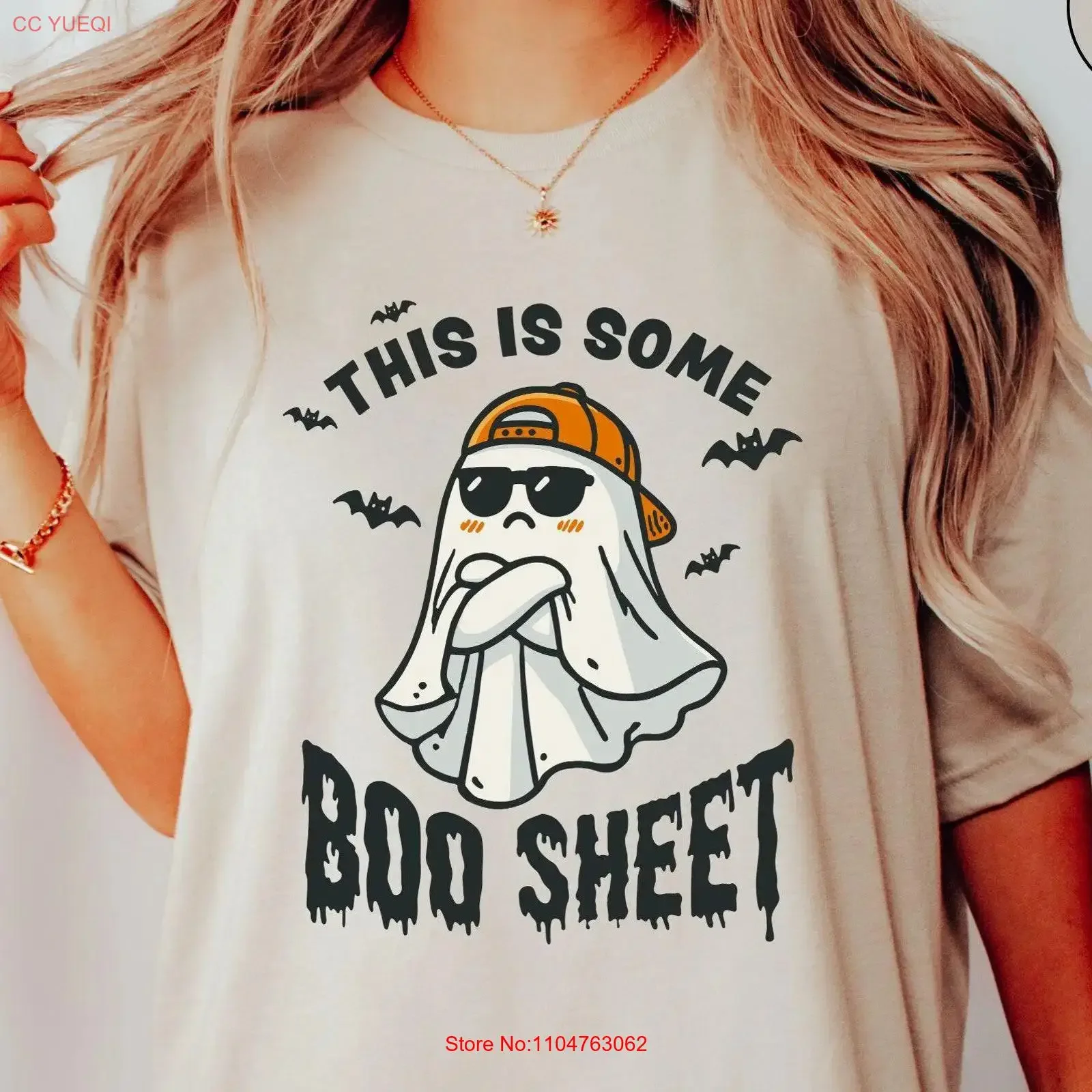 This is Some Boo Sheet Halloween T Shirt Spooky Season SweaT Cool Ghost Crewneck Funny Kid for vintage Washed Stretched Casual