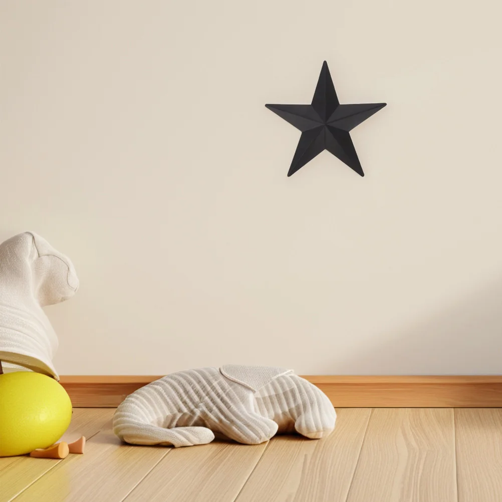 

European Vintage Iron Black 3D Star Wall Decor Metal Hanging Rustic Farmhouse Ornament for Home Bar Office Galvanized Star Decor