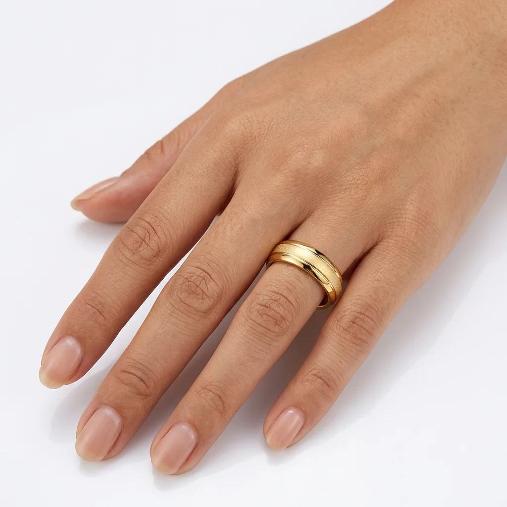 Goldfarbener matter Wolframring für Paare, Herren und Damen, klassischer Ehering, Verlobungsring, 6 mm, besonderes Valentinstagsgeschenk für Liebhaber. – Detail 3