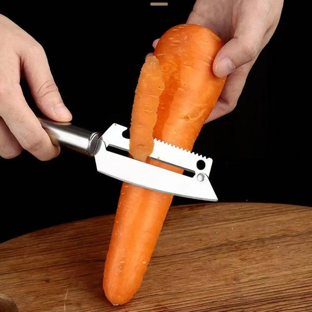 Melons Sugar Cane Peelers Non-slip Wooden Handle Peeler Ergonomic Vegetable Peeler with Stainless Steel Blade for Potatoes