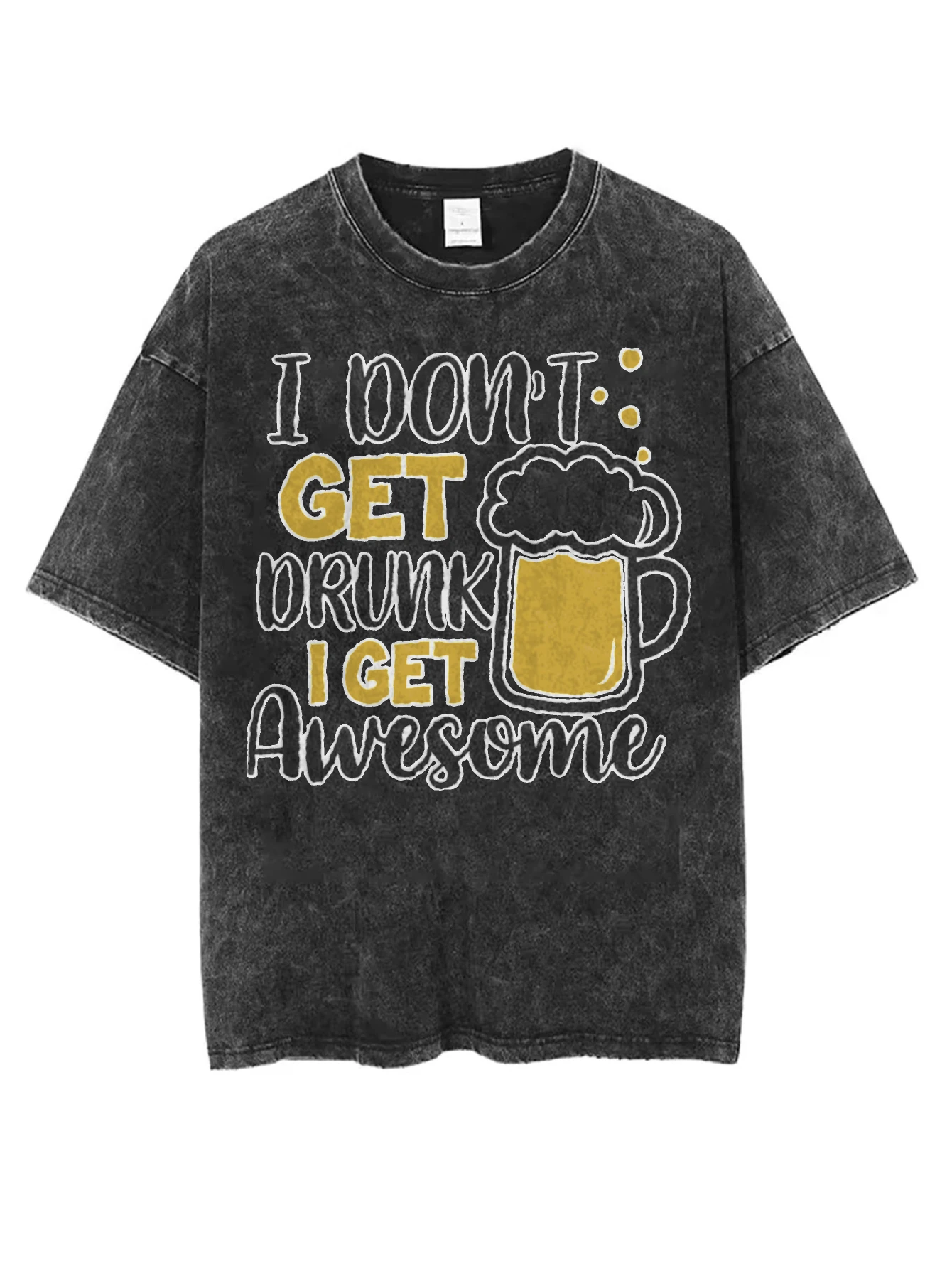 

Beer quote BREAK Black Washed Round Neck T-Shirt Loose Fit Comfortable for Men Women Ideal for Christmas Winter