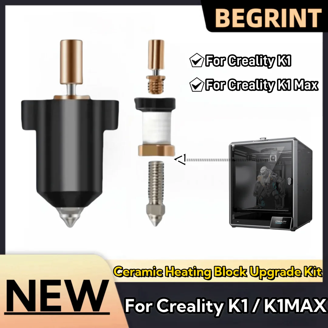 For Creality K1 / K1 Max Hotend Kit Ceramic Heating Block Nozzle 300°C Extruder High Speed High Flow For Creality K1 Upgrade