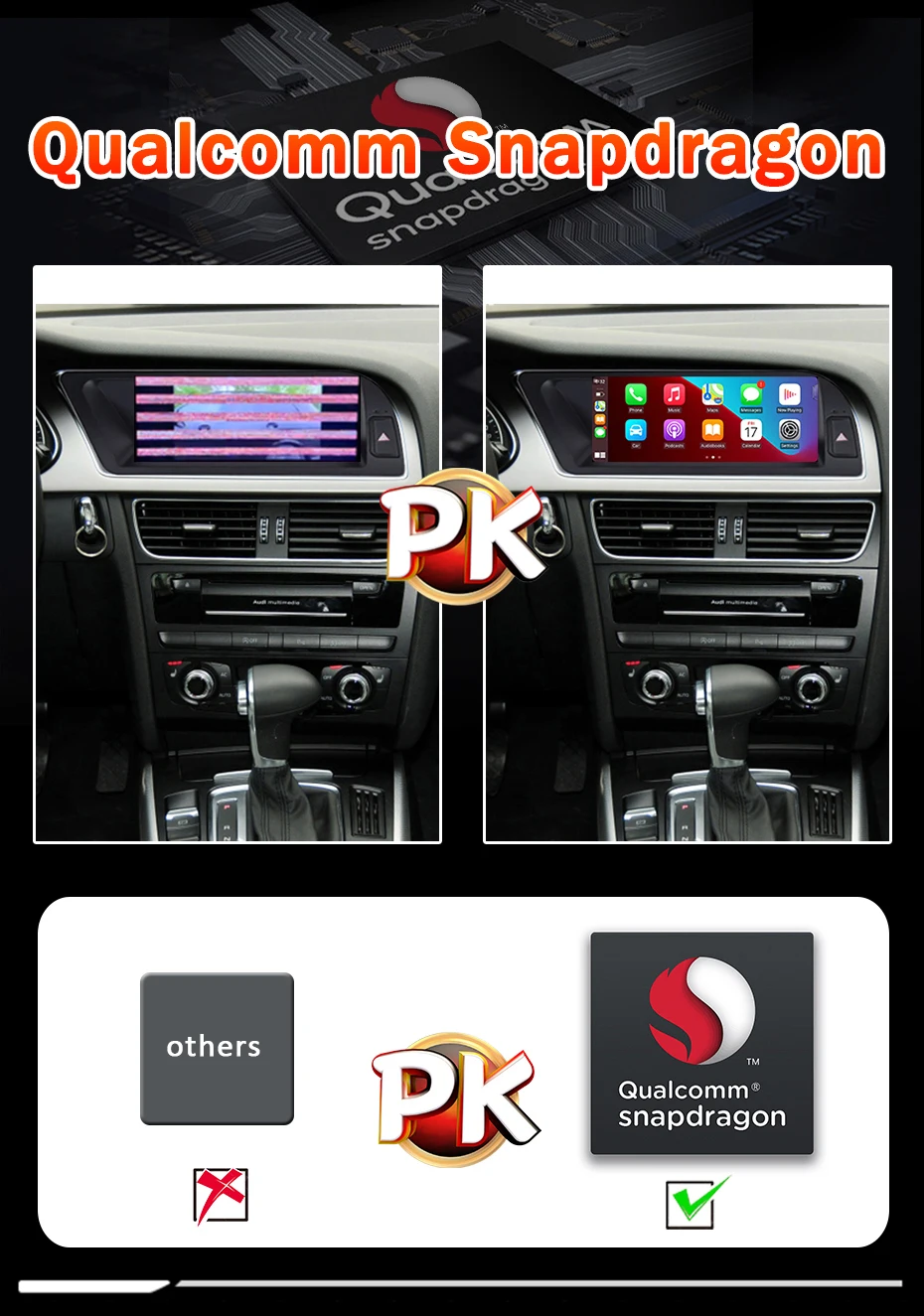 8,8'' Snapdragon 8 CORE Kabelloses Carplay Android 15 Auto-Radiobildschirm für Audi A5 2009-2016 Autoradio Stereo Multimedia-Player GPS Bluetooth 4G LTE – Detail 4