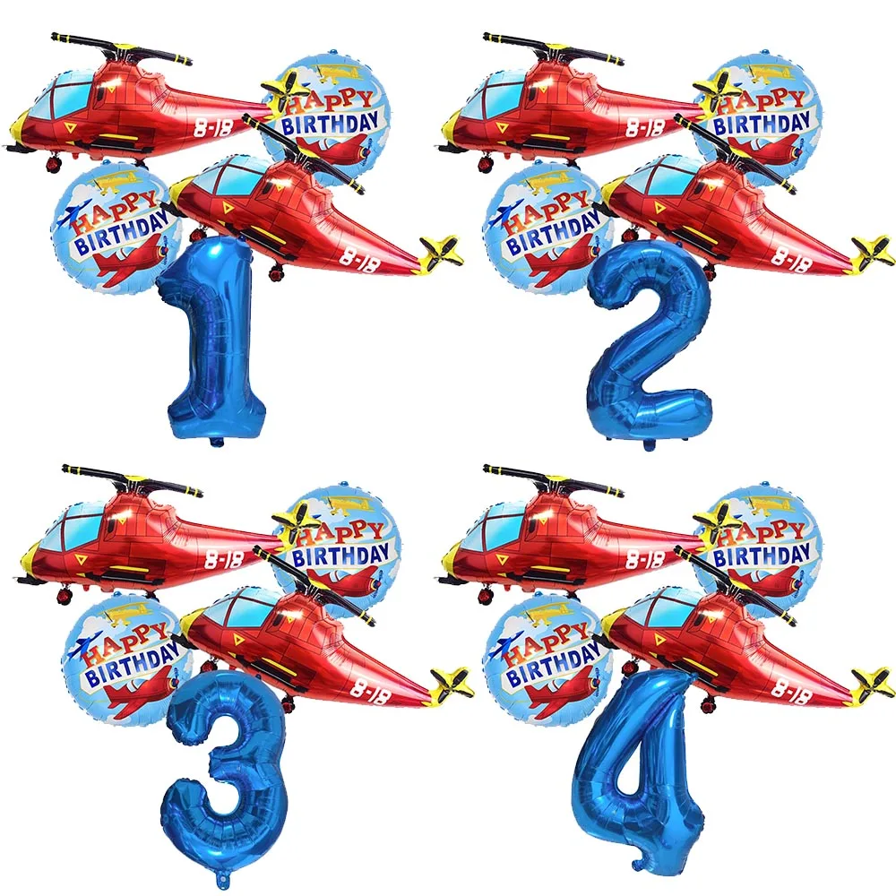 Ballons bleus en forme d'avion pour anniversaire de garçon, décorations pour fête, fournitures, 32