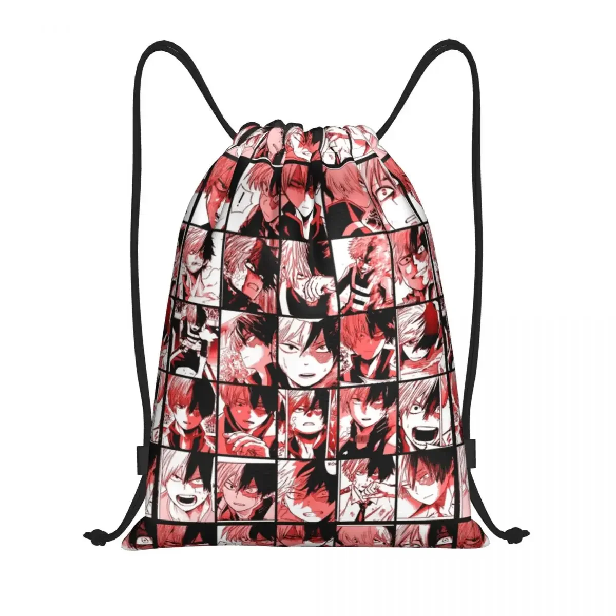 Todoroki Shoto Collage Drawstring Backpack Gym Sports Sackpack Boku No My Hero Academy Anime String Bags for Travel