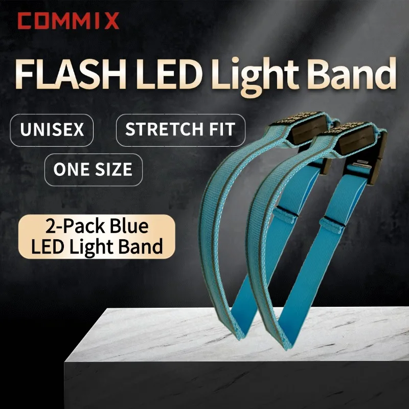 

【COMMIX】Flexible 2-Pack LED Bands: For People & Pets. Waterproof. Perfect for Running/Cycling/Walking.