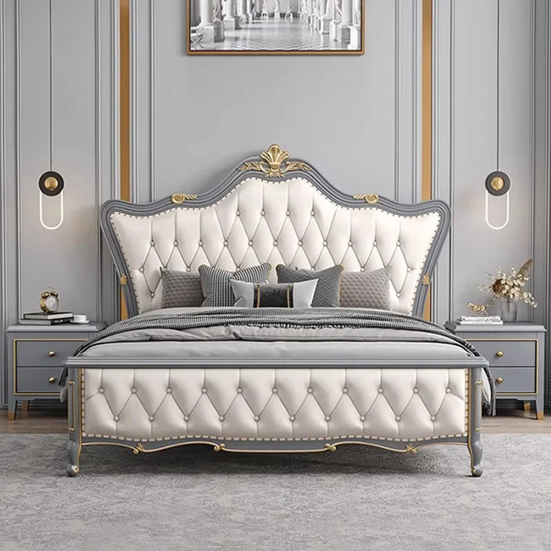 

Luxury Queen Double Bed Royal Nordic Wood Safe Modern Double Bed Design Sleeping Letti Matrimoniali home furniture