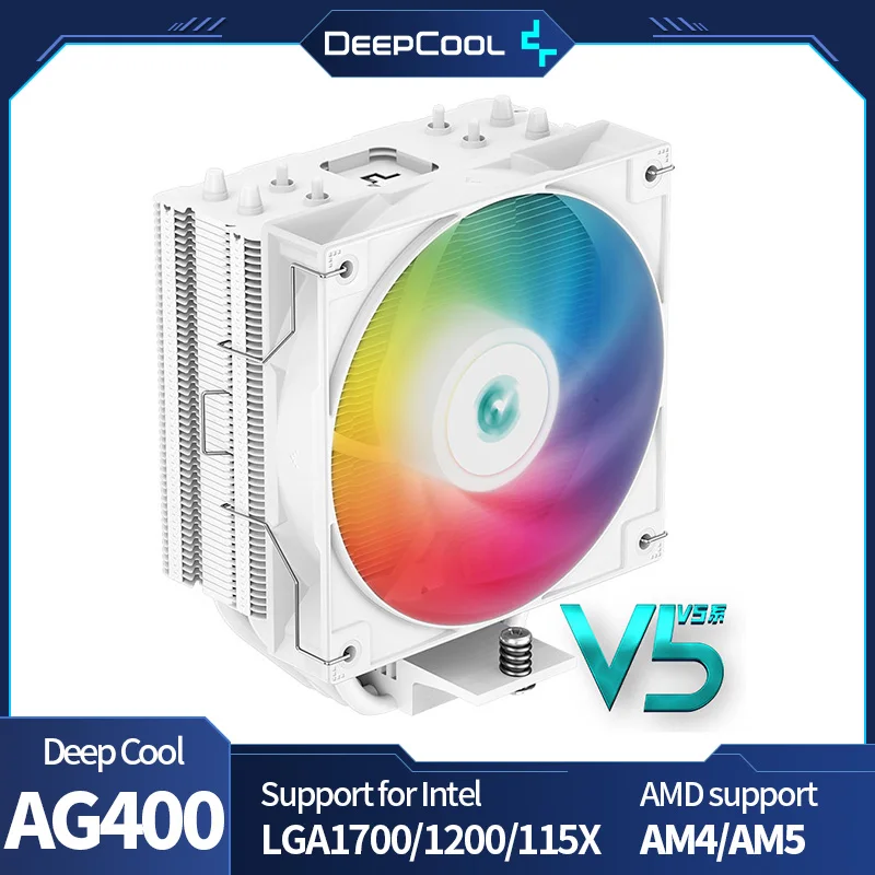 

DeepCool AG400 Air Cooler 4 Heat Pipe ARGB PWM Processador CPU air-cooled radiator for LGA1700 1200 115X 1151 1155 AMD AM4 AM5