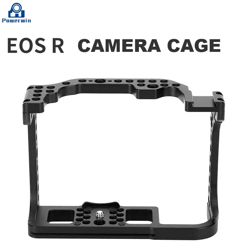 Powerwin Camera Cage For Canon EOS R with wooden Handgrid Handle Kit Aluminum Alloy Multifunctional Arri Locating Screw