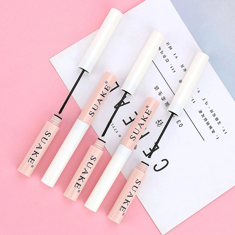 Mascara in fibra con pennello ultrafine Curling Estensione ciglia spesse Mascara impermeabile Nero Marrone Cosmetico per occhi da donna