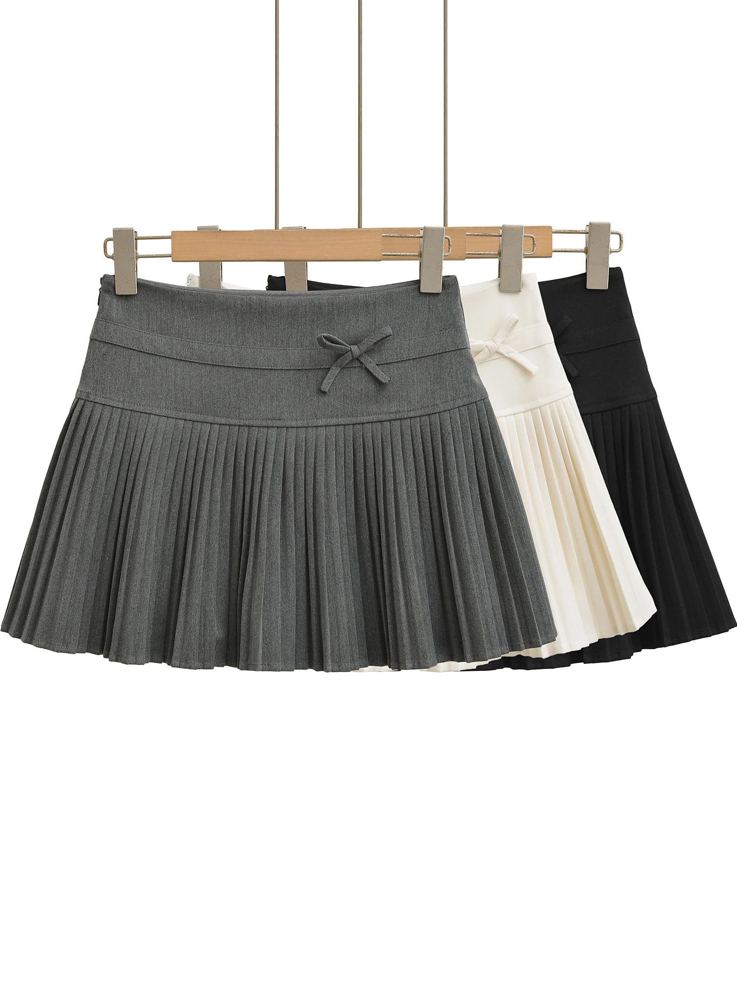 ハイウエストプリーツスカート レディース Aラインスカート スクールスカート ノットデザイン バレエスカート 純粋な欲望スカート
