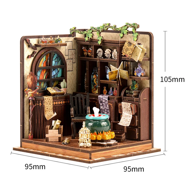 DIY Miniatur-Modellbausatz aus Holz, zusammengebaut, magische Fantasie-Puppenhäuser, 3D-Puzzle, Puppenhaus mit Möbeln, Lichtern für Freunde, Geschenke