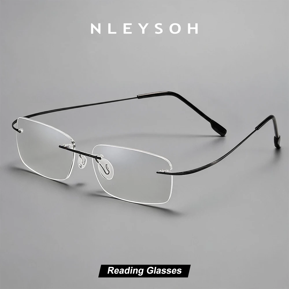 

NLEYSOH Ultralight Frameless Presbyopic Reading Glasses for Men Women, Classic Anti Blue Light Hyperopia Eyeglasses