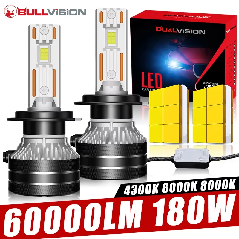 K5C H7 LED Farol Canbus 4300K 6000K 8000K H4 H1 H11 H8 880 881 H27 9007 9008 H13 H9 9005 HB3 9006 HB4 9012 HIR2 CSP Lâmpada para carro