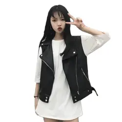 Vangull-Chaleco de cuero sintético para mujer, prenda de vestir Lisa para motocicleta, sin mangas, con cremallera, de alta calidad, para primavera y otoño, novedad de 2024