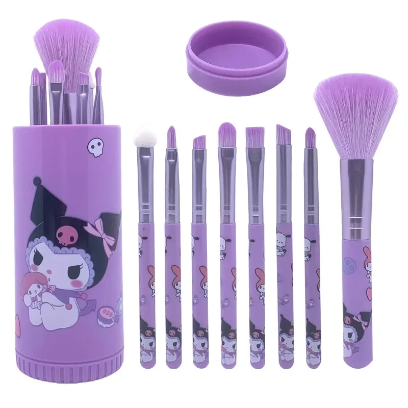 8 Pcs/Set Sanrio Kuromi Hello Kitty Makeup Brush Cartridge Set Powder Blusher Eyebrow Lip Brush Eye Shadow Brushs Beauty Tool