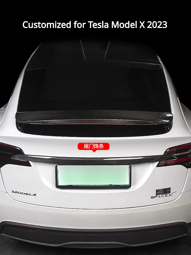 For Tesla Model X 2023 Rear Roof Lip Spoiler Real Carbon Fiber Car Tail Wing Car Exterior Modification Accessories