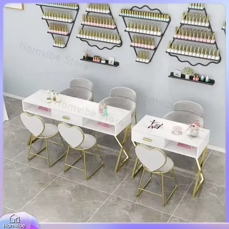 Marble  Table for Salon Professional Manicure Table with Storage Shelf Nail Desk for Home UseArt Table  Station
