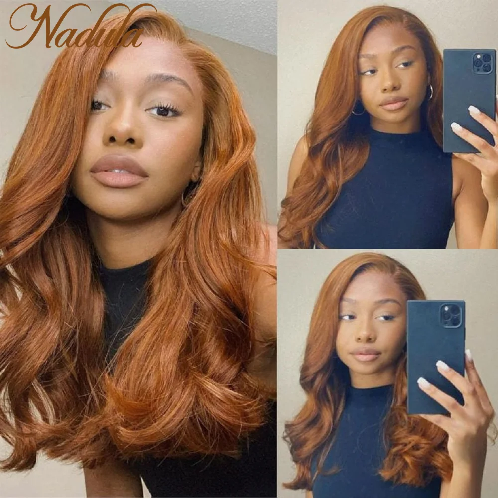 Nadula Hair 13X4 Lace Front Wigs Body Wave Chestnut Brown Hair Pre Plucked With Natural Hairline 150% Density Rust-Colored