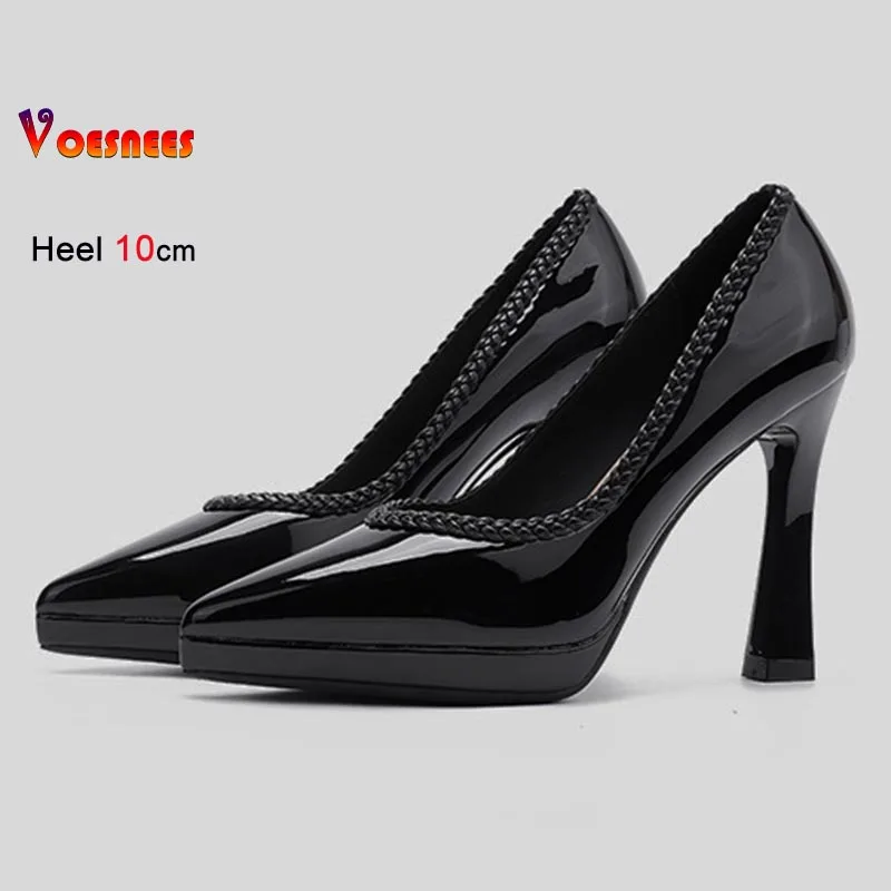 

Solid Color Bridesmaid Wedding Shoes Fashion 10cm 8cm High Heels Women Single Shoes Pointy Toe Shallow Mouth Stiletto Lady Pumps