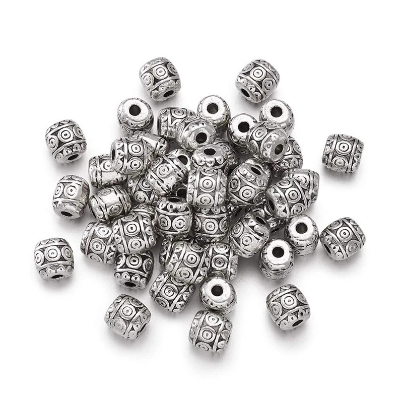 50pcs Tibetan Style Barrel beads for jewelry making 6mm Lead Free & Nickel Free & Cadmium Free,Antique Tibetan Color,hole:2mm