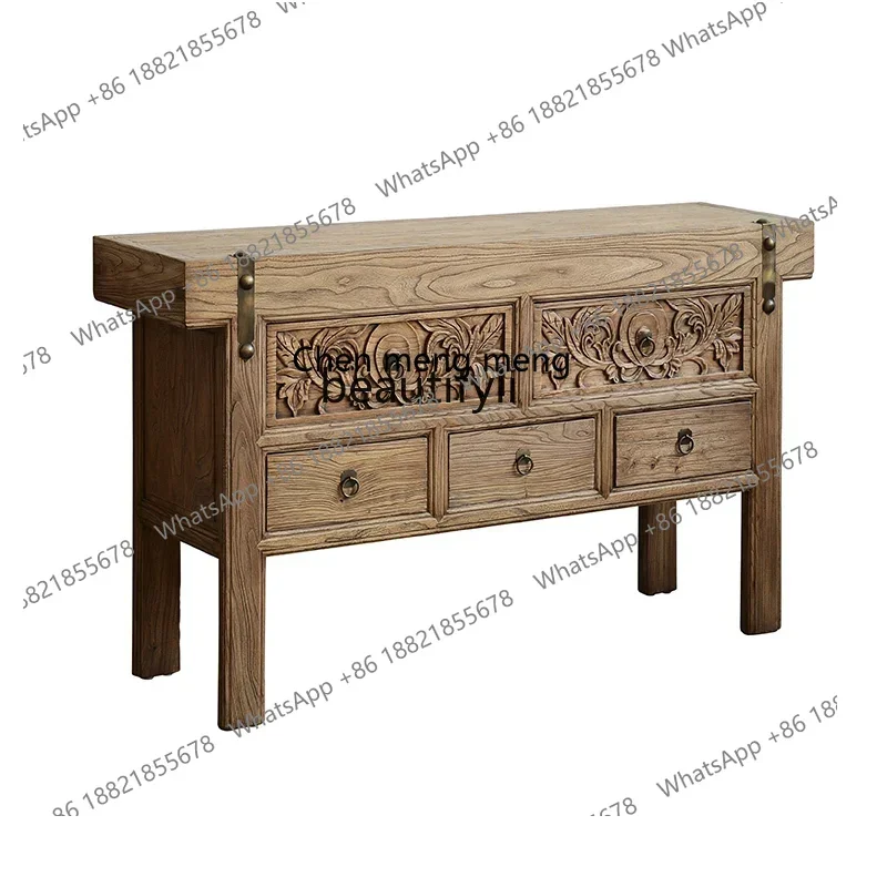 CC182Solid wood porch cabinet old elm bucket cabinet locker middle hall table hotel case R