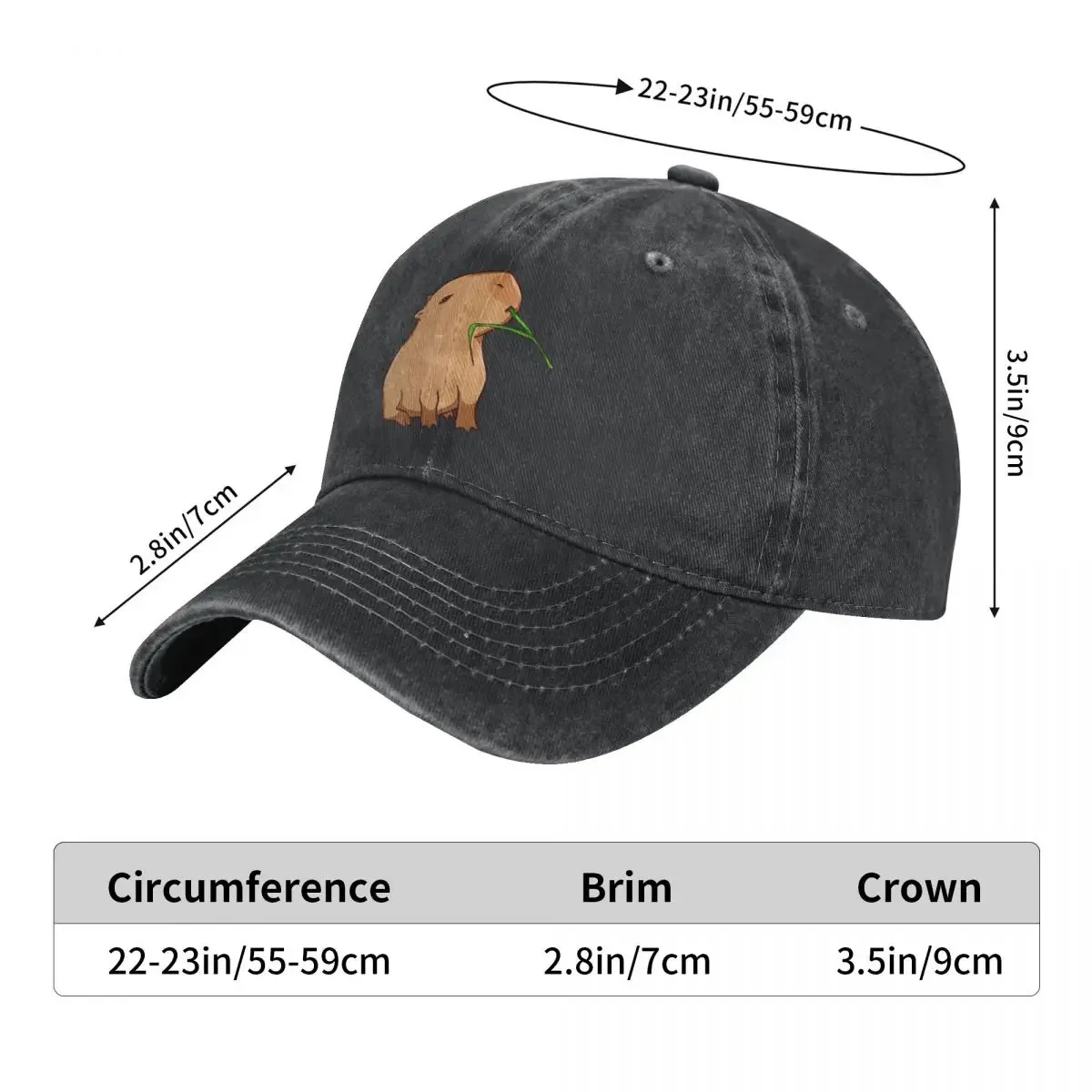 With A Leaf Eat Your Greens Baseball Caps Peaked Cap Capybara Animal Sun Shade Hats for Men