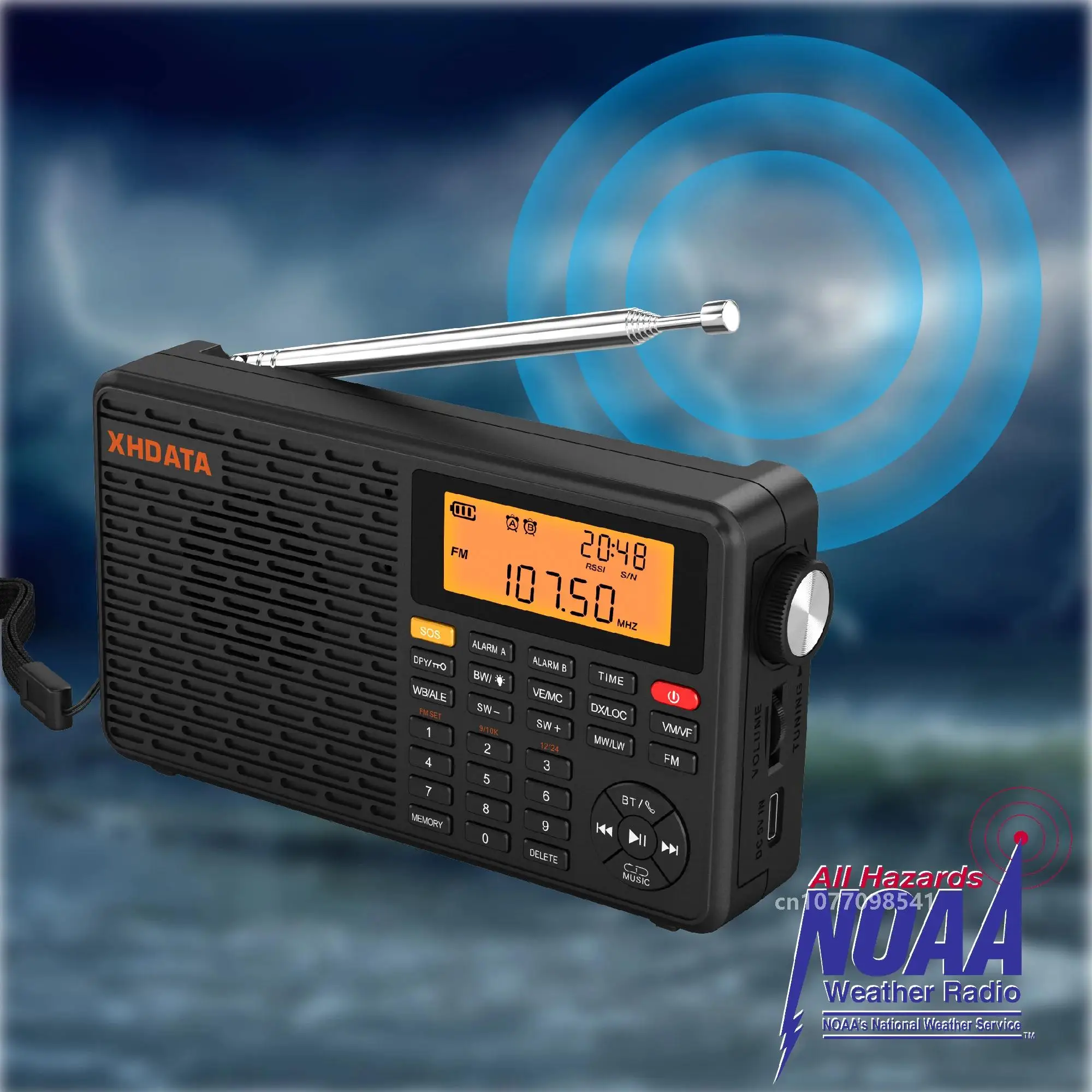 XHDATA D109WB FM SW MW LW Portable Radio receiver Rechargeable Full Band Radio Speaker Multifunctionele Bluetooth Mp3-ontvanger