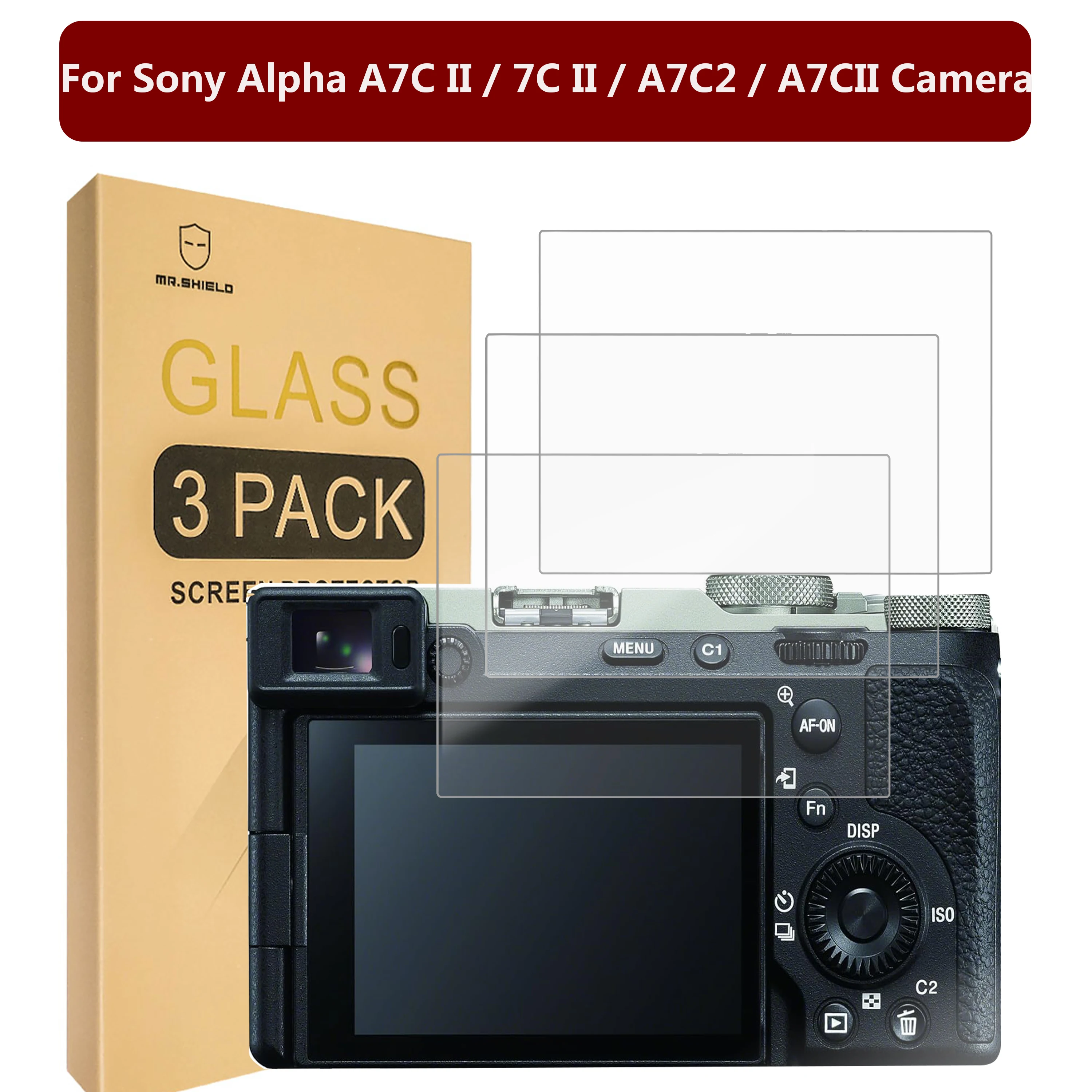 Mr.Shield [3-Pack] Screen Protector For Sony Alpha A7C II / 7C II / A7CR / A7C R / 7CR / A7C2 / A7CII [Tempered Glass]