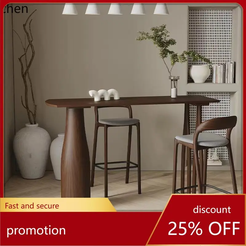 

HXL Solid Wood Bar Table Living Room Partition Wall-Mounted High Bar Table Milk Tea Shop Bar Table