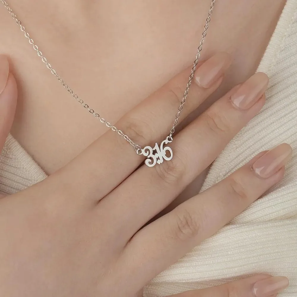 Custom Bible Verse Number Necklace Personalized Jewelry Minimalist Number Pendant Necklaces For Women