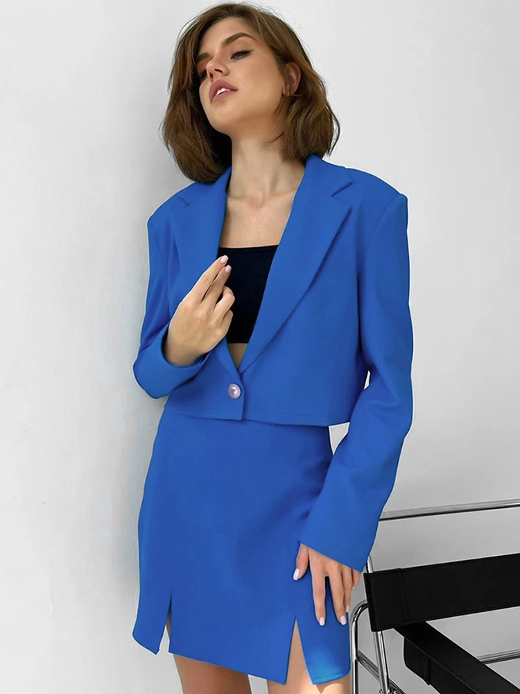 Evelyth Basic Solid Color Lapel Long Sleeve Skirt Suit Indywidualny projekt Garnitur damski Jesień Profesjonalna odzież damska 2024