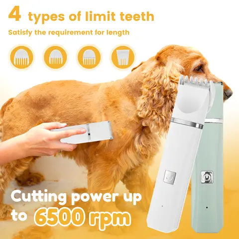 Cortapelos eléctrico para mascotas, 6500 rpm, Kit de aseo para perros de dos velocidades, recortador de patas de perro recargable de bajo ruido para perros y gatos pequeños