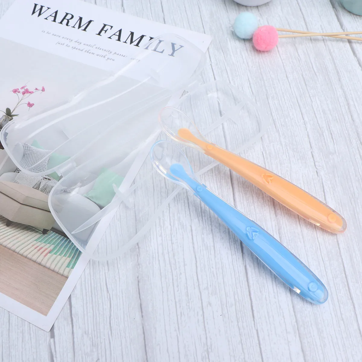 

3 Pcs Feeding Spoons Baby Shower Gift Infant Children's Silicone Tableware Round Handle