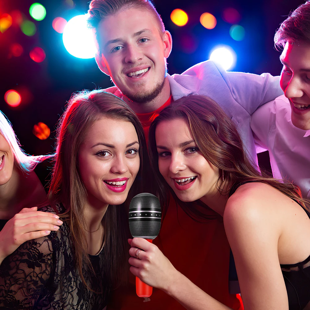 

8Pcs Inflatable Microphone Realistic Design Lightweight Compact Fake Mic for Stage Party Pretend Play Role Simulation Props