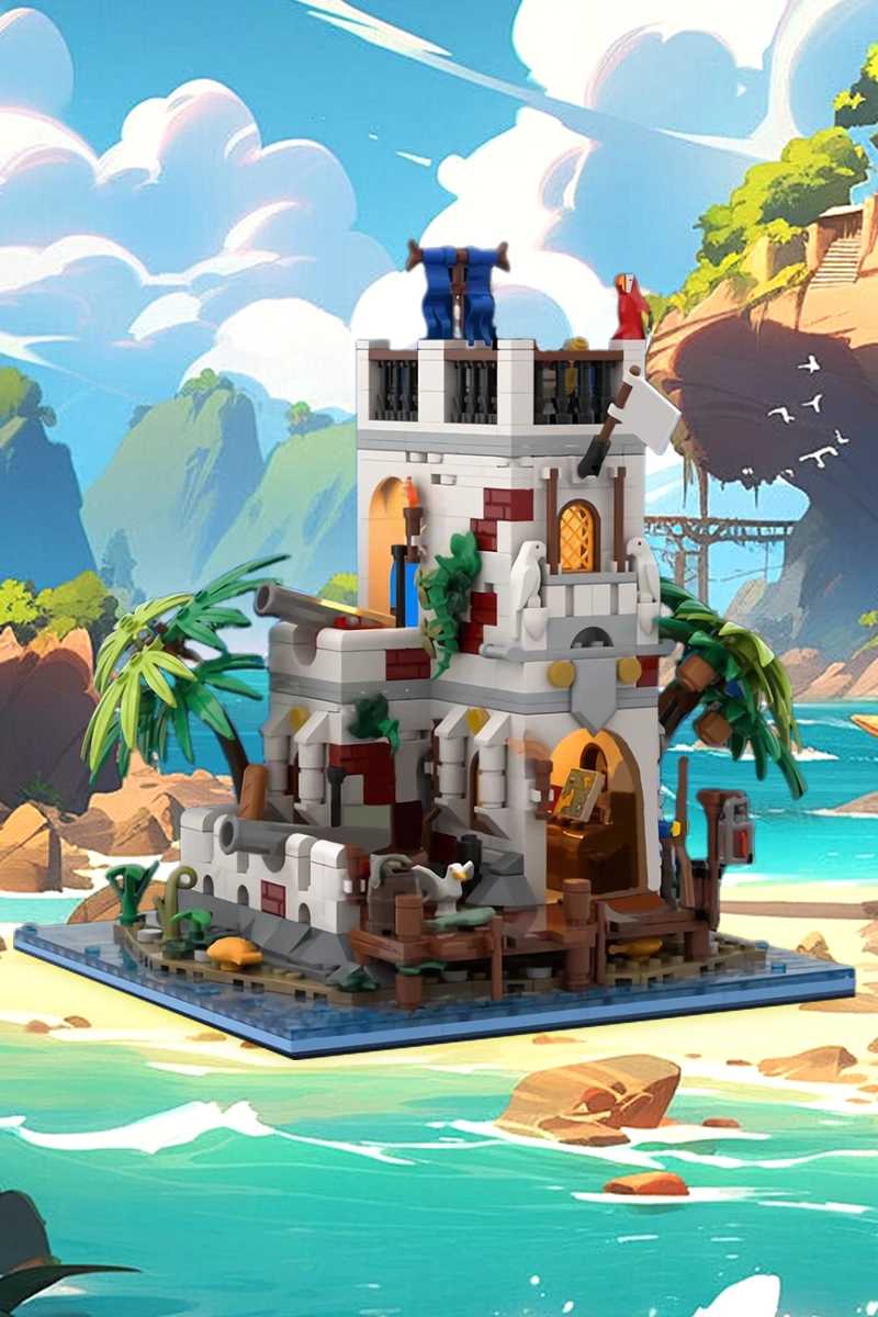 MOC Imperial Outpost Architettura Mattoni Modello Medievale Marittimo Imperiale Outpost Building Blocks Assemblare Giocattolo Regalo di Compleanno per Bambini